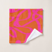 Midden-eeuwse moderne Abstracte lijnen Oranje en r Bad Handdoek (Wasdoekje)