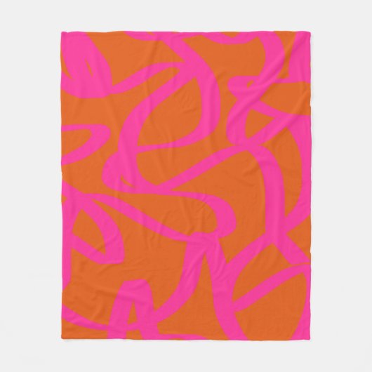 Midden-eeuwse moderne Abstracte lijnen Oranje en r Fleece Deken (Voorkant)