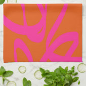 Midden-eeuwse moderne Abstracte lijnen Oranje en r Theedoek (Gevouwen)