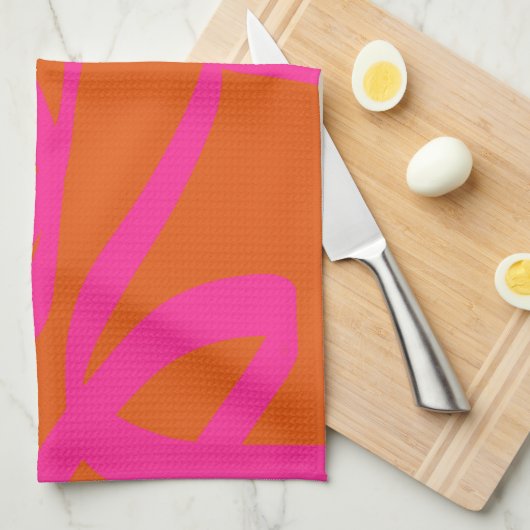 Midden-eeuwse moderne Abstracte lijnen Oranje en r Theedoek (Quarter Fold)