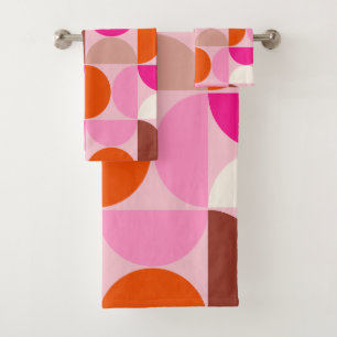 Midden-eeuwse moderne Abstracte patroonroze Sinaas Bad Handdoek