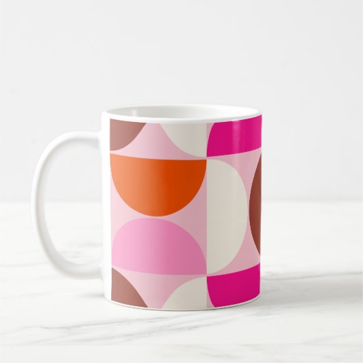 Midden-eeuwse moderne Abstracte patroonroze Sinaas Koffiemok (Links)