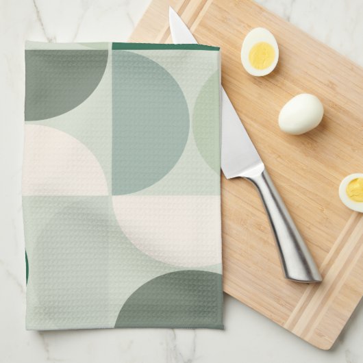 Midden-eeuwse moderne Abstracte patroonsleuf groen Theedoek (Quarter Fold)