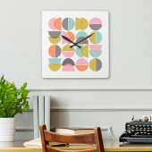 Midden-eeuwse moderne Abstracte retro vormen Vierkante Klok