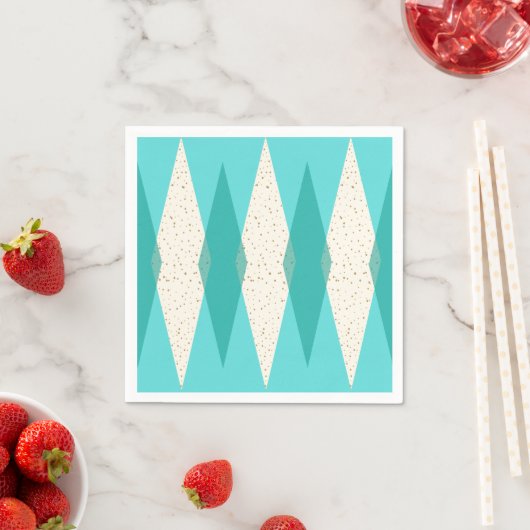 Midden-eeuwse moderne Argyle Cocktail Napkins Servet (Insitu)