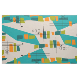 Midden-eeuwse Moderne atoomAbstracte  Blauwgroen Stof