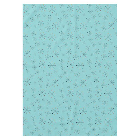 Midden-eeuwse moderne atoomAqua Blue Pattern Tafelkleed (Voorkant)