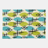 Midden-eeuwse moderne atoomvalpatronen theedoek (Horizontaal)