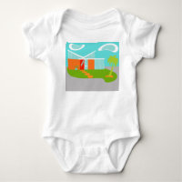 Midden-eeuwse moderne Cartoon House Baby Creeper