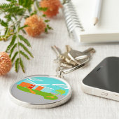 Midden-eeuwse Moderne Cartoon House Sleutelhanger (Zijkant)