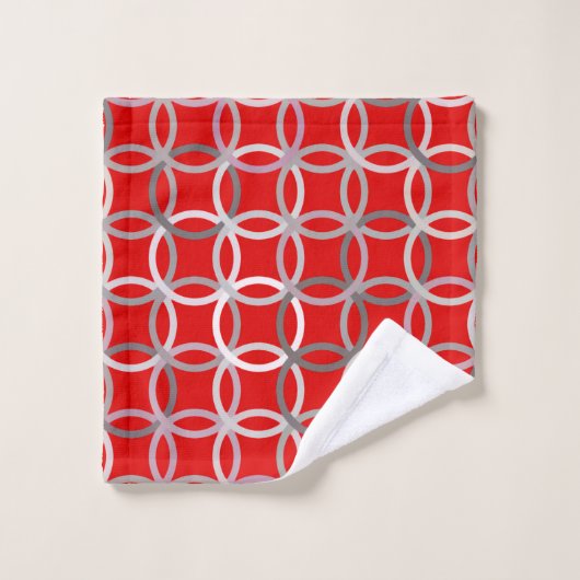 Midden-eeuwse moderne cirkels, diep rood en grijs bad handdoek (Wasdoekje)