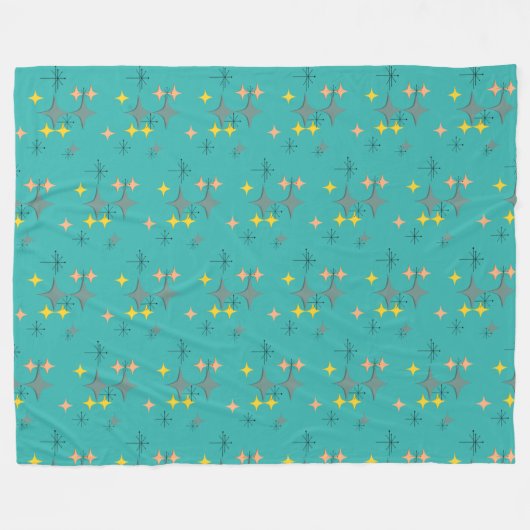 Midden-eeuwse moderne Eames Atomic Starbursts Patr Fleece Deken (Voorkant (Horizontaal))