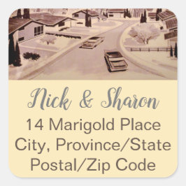 Midden-eeuwse moderne envelop afdichting Adresetik Vierkante Sticker