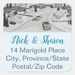 Midden-eeuwse moderne envelop afdichting Adresetik Vierkante Sticker