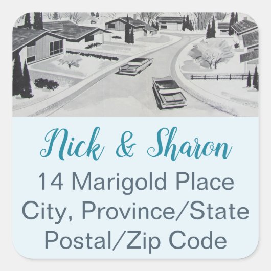 Midden-eeuwse moderne envelop afdichting Adresetik Vierkante Sticker (Voorkant)