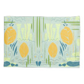 Midden-eeuwse moderne Floral Abstracte Lake Scene Kussensloop (Achterkant-Links)