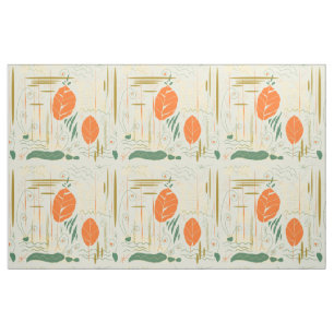 Midden-eeuwse moderne Floral Abstracte Lake Scene Stof