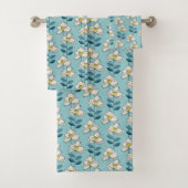 Midden-eeuwse moderne Floral Leaf Pattern Bad Handdoek (Insitu)