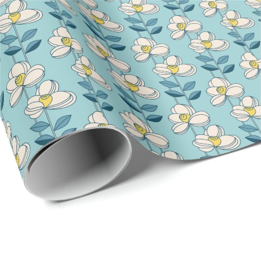 Midden-eeuwse moderne Floral Leaf Pattern Cadeaupapier (Rol Hoek)