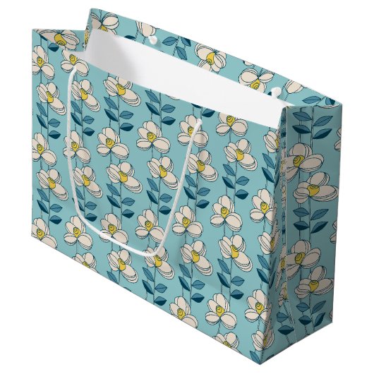 Midden-eeuwse moderne Floral Leaf Pattern Groot Cadeauzakje (Voorkant Gekanteld)
