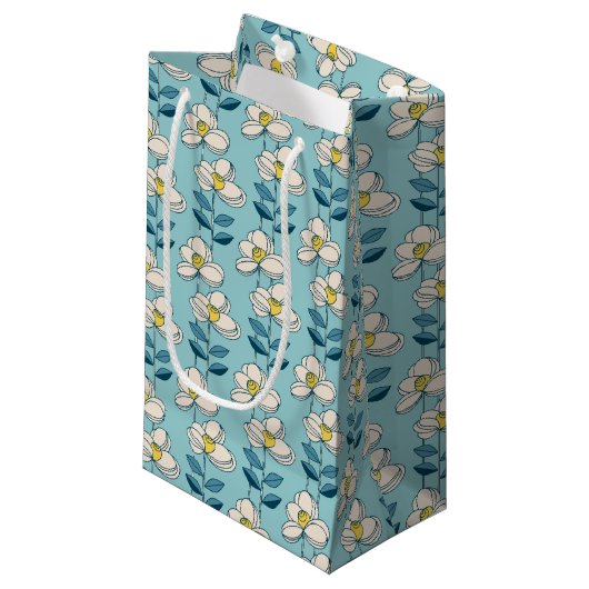 Midden-eeuwse moderne Floral Leaf Pattern Klein Cadeauzakje (Voorkant Gekanteld)