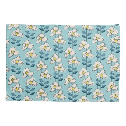 Midden-eeuwse moderne Floral Leaf Pattern Kussensloop (Achterkant-Links)
