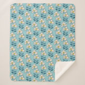 Midden-eeuwse moderne Floral Leaf Pattern Sherpa Deken (Voorkant)