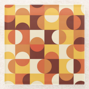 Midden-eeuwse moderne halve cirkels geel en oranje glazen onderzetter