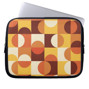 Midden-eeuwse moderne halve cirkels geel en oranje laptop sleeve