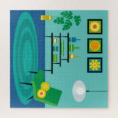 Midden-eeuwse Moderne Huis Legpuzzel (Horizontaal)