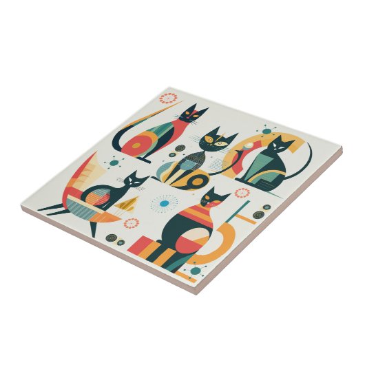 Midden-eeuwse moderne katten tegeltje (Zijkant)