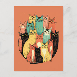 Midden-eeuwse moderne kattencollectief briefkaart