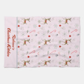 Midden-eeuwse moderne kerstrendiersnoeren theedoek (Horizontaal)