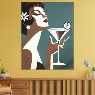 Midden eeuwse moderne kunst de Martini DIva Canvas Afdruk