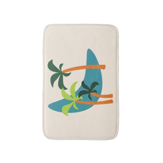 Midden-eeuwse moderne palm-oasis badmat (Voorkant Verticaal)