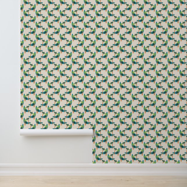 Midden-eeuwse moderne palm-oasis behang (Applicatie)
