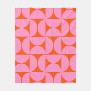 midden - eeuwse moderne patroonroze roze en Oranje Fleece Deken
