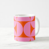 midden - eeuwse moderne patroonroze roze en Oranje Koffiemok (Voorkant rechts)