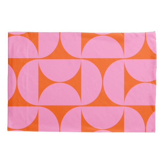 midden - eeuwse moderne patroonroze roze en Oranje Kussensloop (Achterkant)