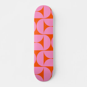 midden - eeuwse moderne patroonroze roze en Oranje Skateboard