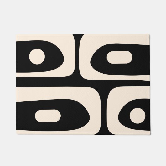 Midden-eeuwse moderne Piquet Pattern Black en Crea Deurmat (Voorkant)
