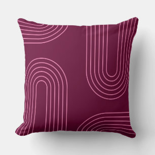 Midden-eeuwse moderne retro berry roze geometrisch kussen