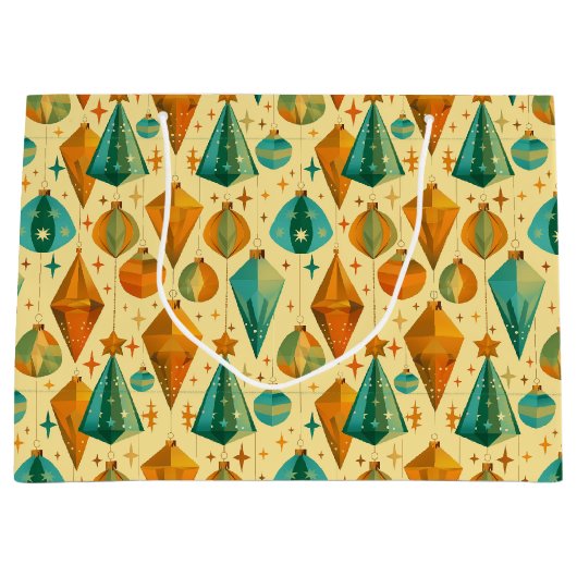 Midden-Eeuwse Moderne Retro Kerst Atoom Ornament Groot Cadeauzakje (Voorkant)