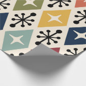 Midden-eeuwse moderne Retro Starburst Patroon Cadeaupapier (Hoek)