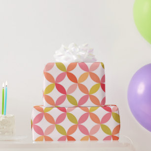 Midden-eeuwse moderne roze rode sinaasappel cirkel cadeaupapier