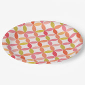 Midden-eeuwse moderne roze rode sinaasappel cirkel papieren bordje (Gekanteld)