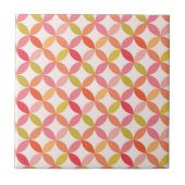 Midden-eeuwse moderne roze rode sinaasappel cirkel tegeltje (Voorkant)