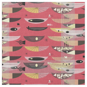 Midden-eeuwse moderne ruimte Abstract rood zwart Stof