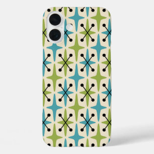 Midden-eeuwse moderne Starburst Patroon iPhone 16 Plus Hoesje