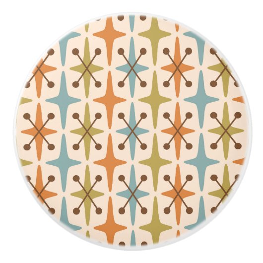 Midden-eeuwse moderne Starburst Patroon Keramische Knop (Voorkant)